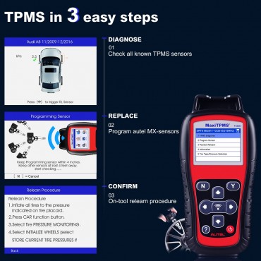 Autel MaxiTPMS TS508 TPMS Service Tool Activate Tire Pressure Sensor Program ECU with 315MHz Programmable Sensors