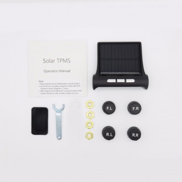 Solar TPMS Car Tire Pressure Alarm Monitor System 4 Wheel I External Tyre Sensor Temperature D02W Visture