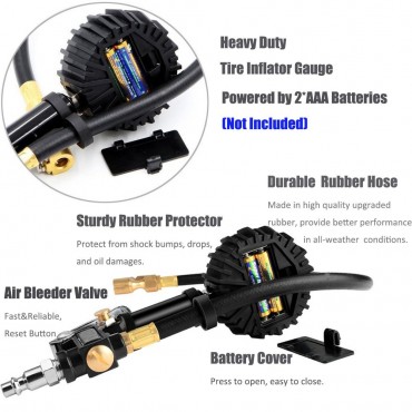 Digital Tire Pressure Gauge 200 PSI Accurate Car Air Tire Inflator with Pressure Gauges for Motorcycle Bike Truck Vehicles
