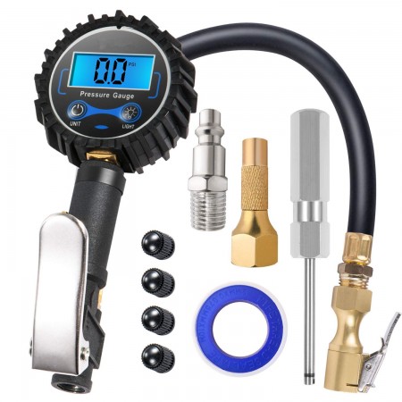 Digital Tire Inflator with Pressure Gauge, 250 PSI Air Chuck and Compressor Accessories Heavy Duty