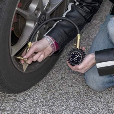 Tire Pressure Gauge with Interchangeable Dually Air Chuck - 160 PSI