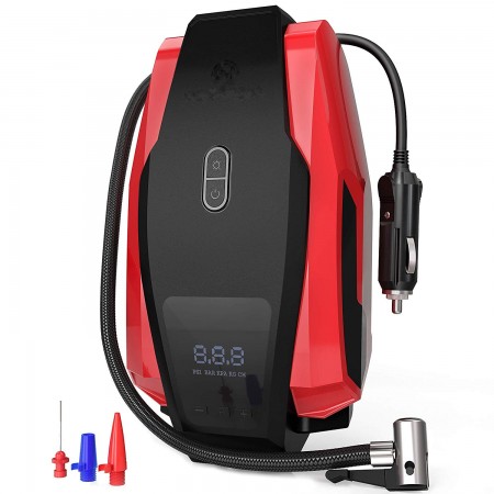 Portable Air Compressor Pump 150PSI 12V Digital Tire Inflator Auto Tire Pump with Emergency Led Lighting Long Cable