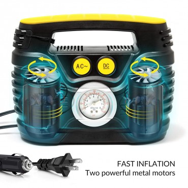 Portable Air Compressor Pump for Car 12V DC and Home 110V AC Swift Performance Tire Inflator 120 PSI for Car